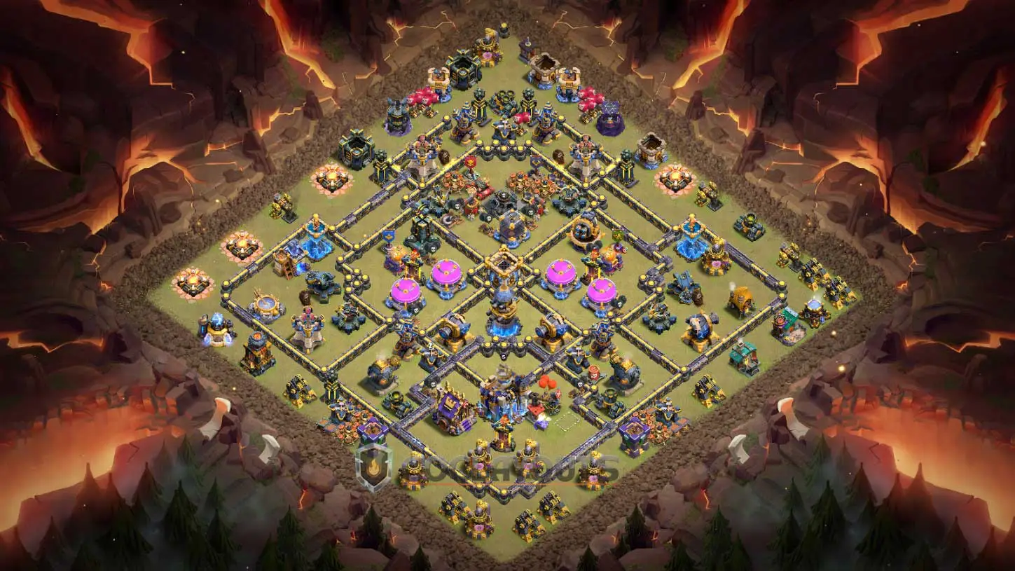 TH18 Anti-3 Star War Base Corner Town Hall Poison Revenge Tower Link