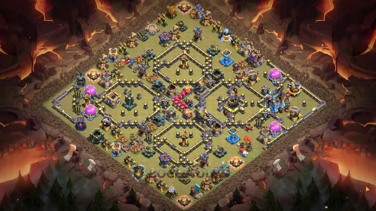 TH18 War Base Smasher Cannon Multi-Gear Poison Tower Air Trap Link
