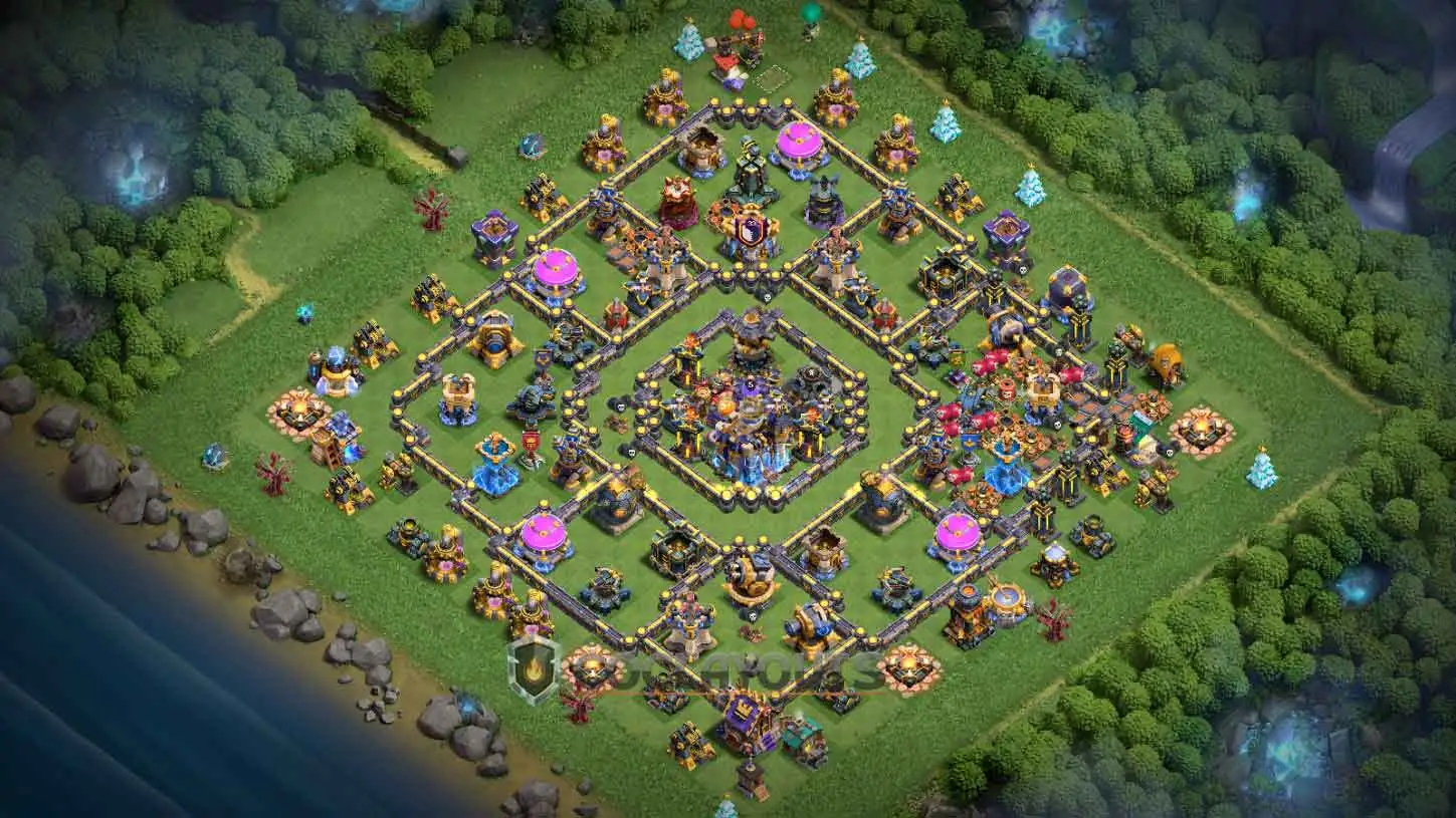 TH18 Farming Base Spread Loot Bins Powerful Core Hybrid War Link