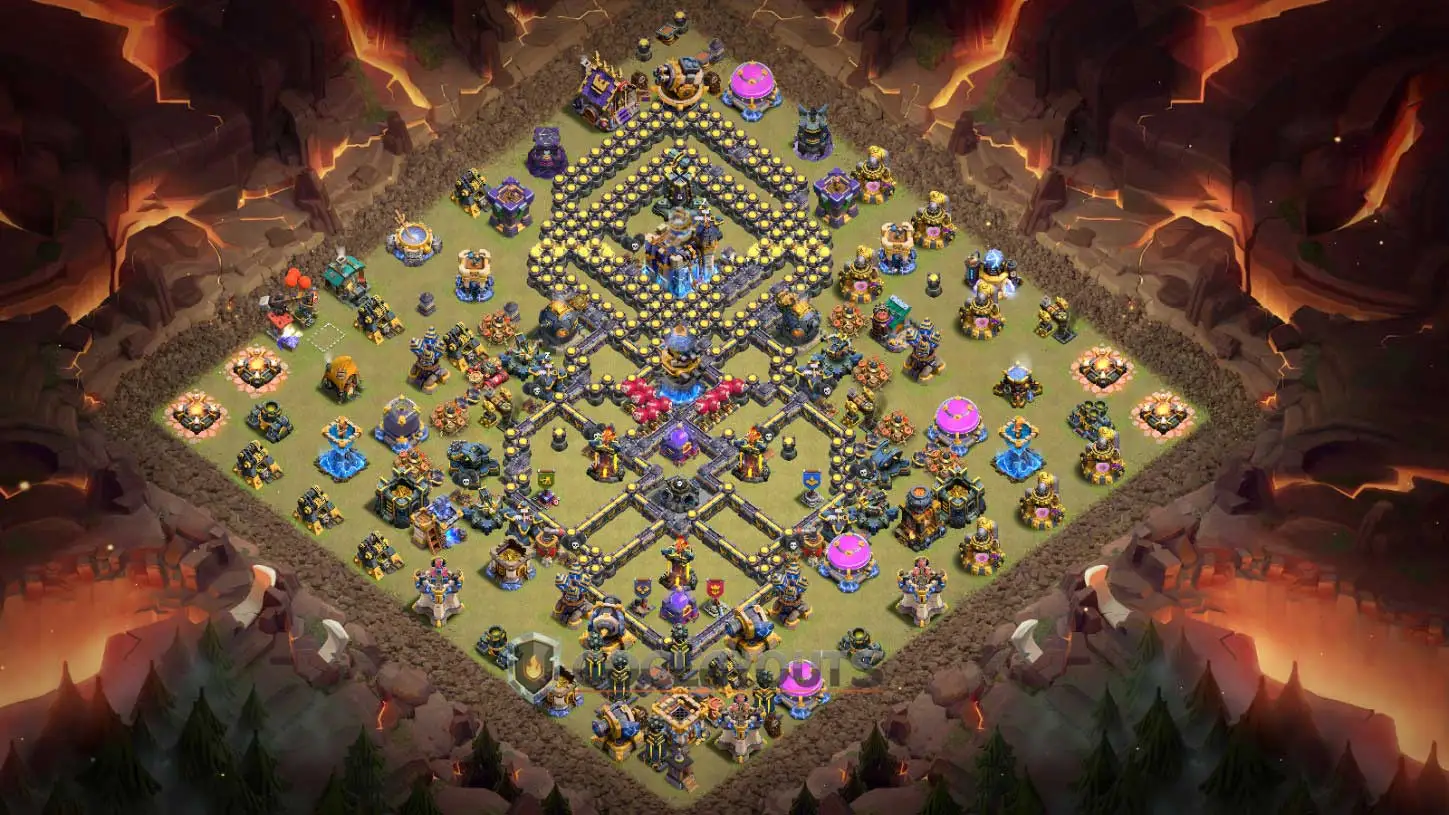 TH18 Legend League Base Alien Skull Shape Revenge Tower Rage Core Link
