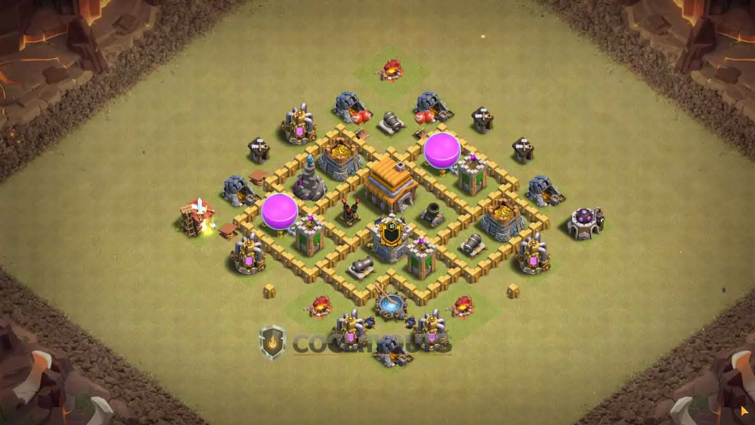 Town Hall 5 Diamond War Base with Centralized Air Defense